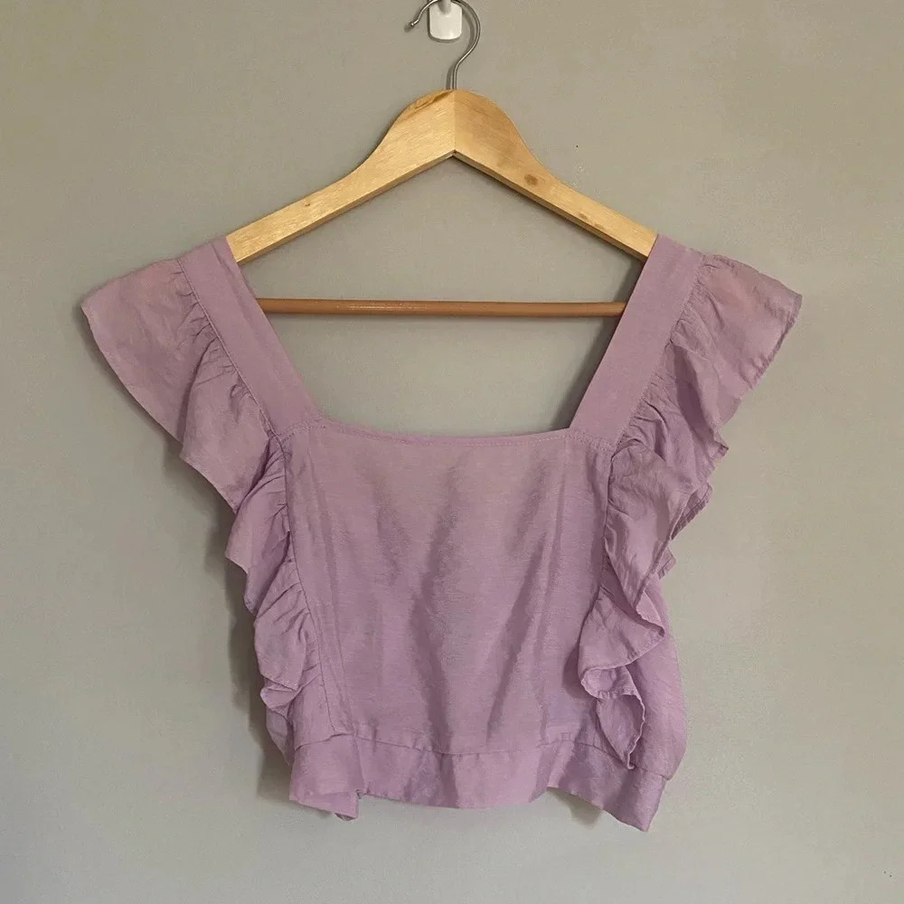 Favlux Fashion Purple Lavender Ruffle Crop Top Size Medium